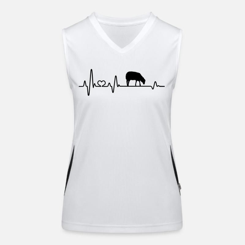 Schaf Herzschlag Schäfer Geschenkidee liebe Schafe Funktionelles Kontrast-Tank Top für Frauen