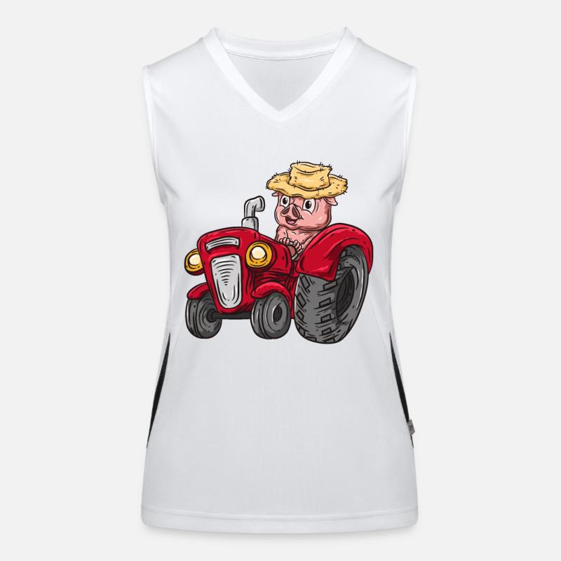 Tractor pig farmer Women's Functional Contrast Tank Top