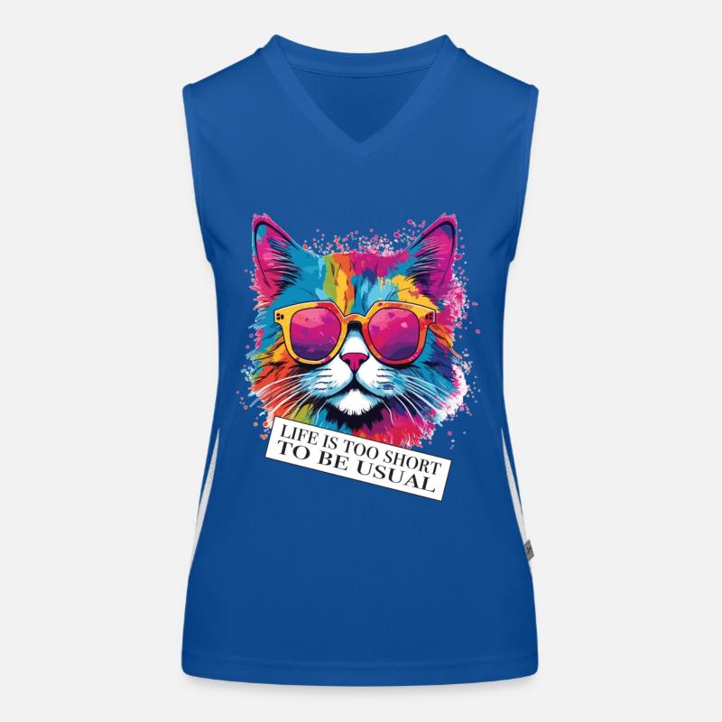 Katze zweideutiger Spruch und Einstellung Funktionelles Kontrast-Tank Top für Frauen
