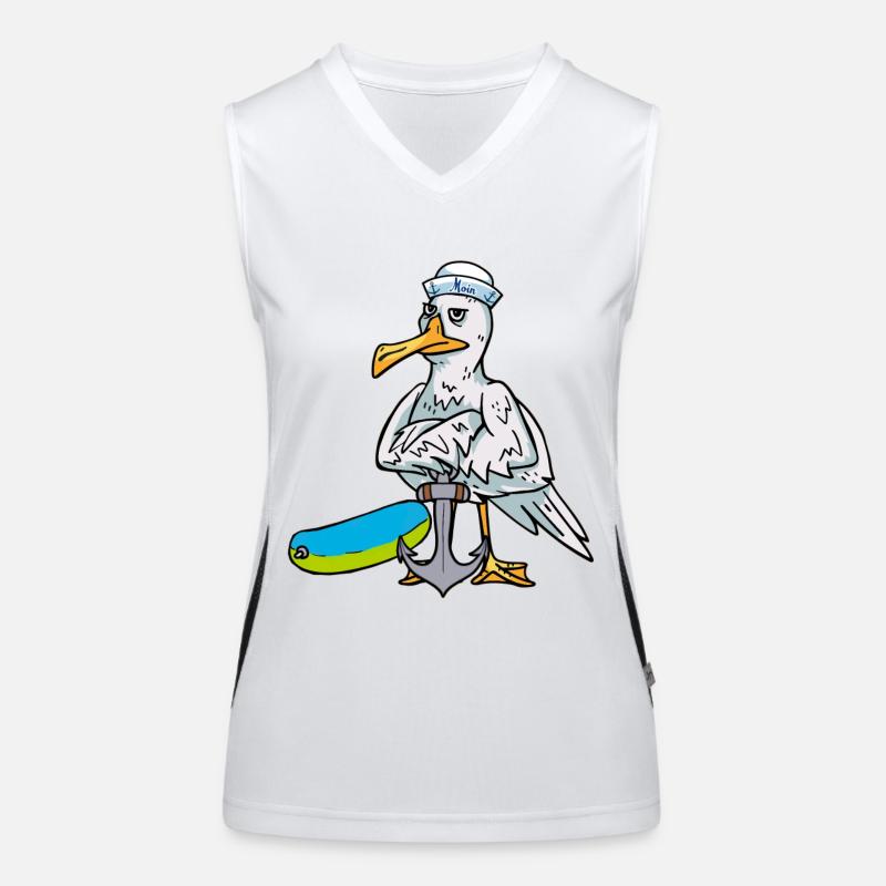 Möwe Matrose Seenot Schwimmring maritim Funktionelles Kontrast-Tank Top für Frauen