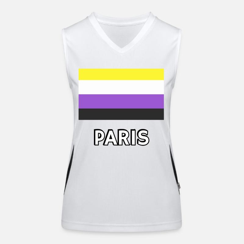 Nicht-binäre Pride Flagge Paris Funktionelles Kontrast-Tank Top für Frauen