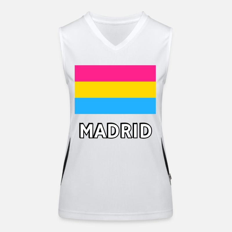 Pan Pride Flagge Madrid Funktionelles Kontrast-Tank Top für Frauen