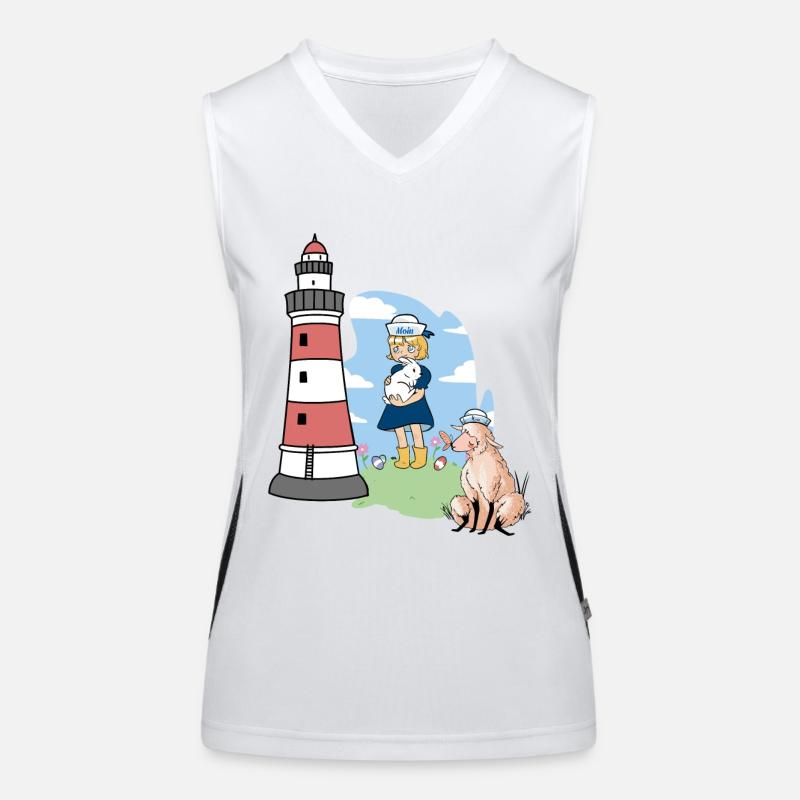 Leuchtturm Schaf maritim Kinder Kind Mädchen Funktionelles Kontrast-Tank Top für Frauen