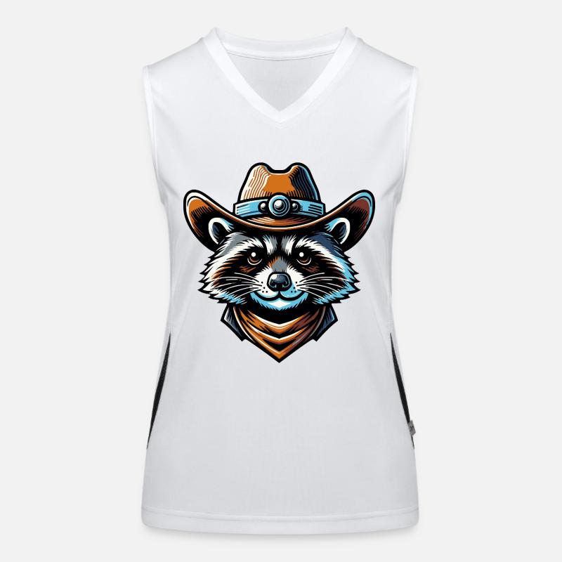 Waschbär mit Cowboyhut in Comic Style Funktionelles Kontrast-Tank Top für Frauen