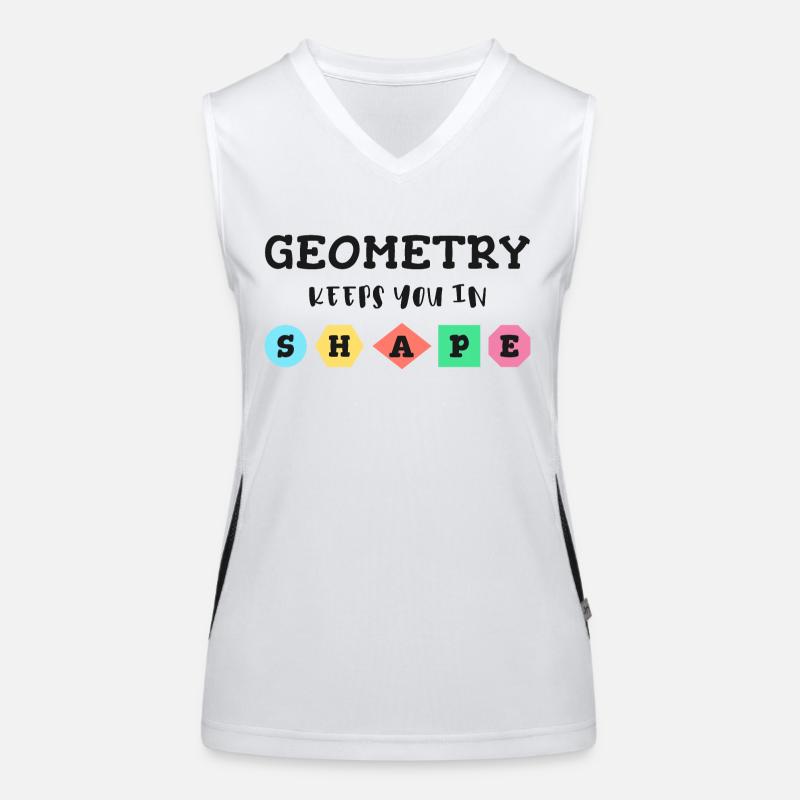 Geometry keeps you in shape, geometric shapes Women's Functional Contrast Tank Top