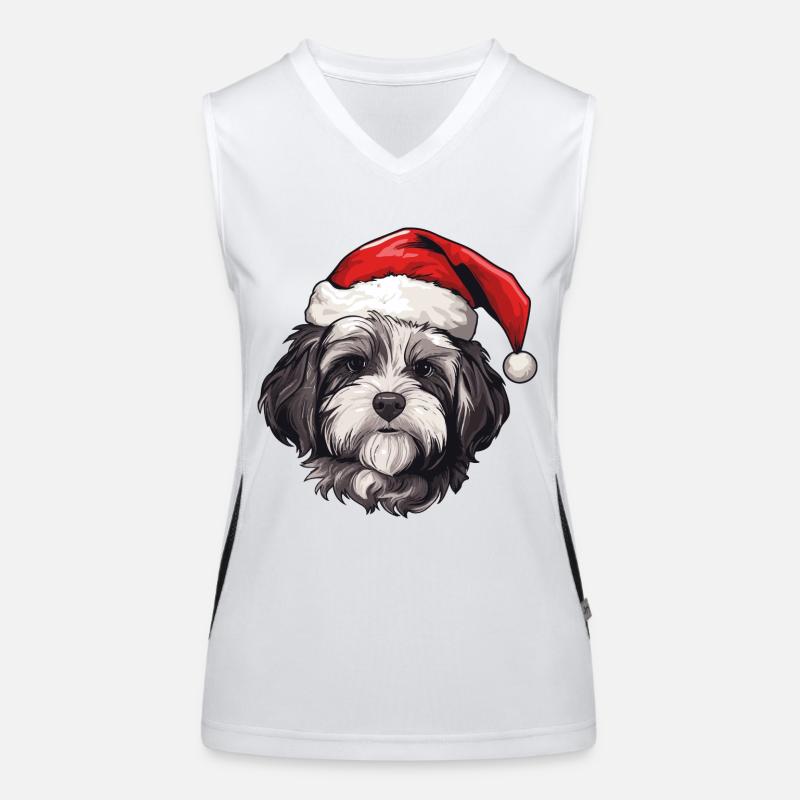 Havanese Hund Weihnachten Kopf Funktionelles Kontrast-Tank Top für Frauen