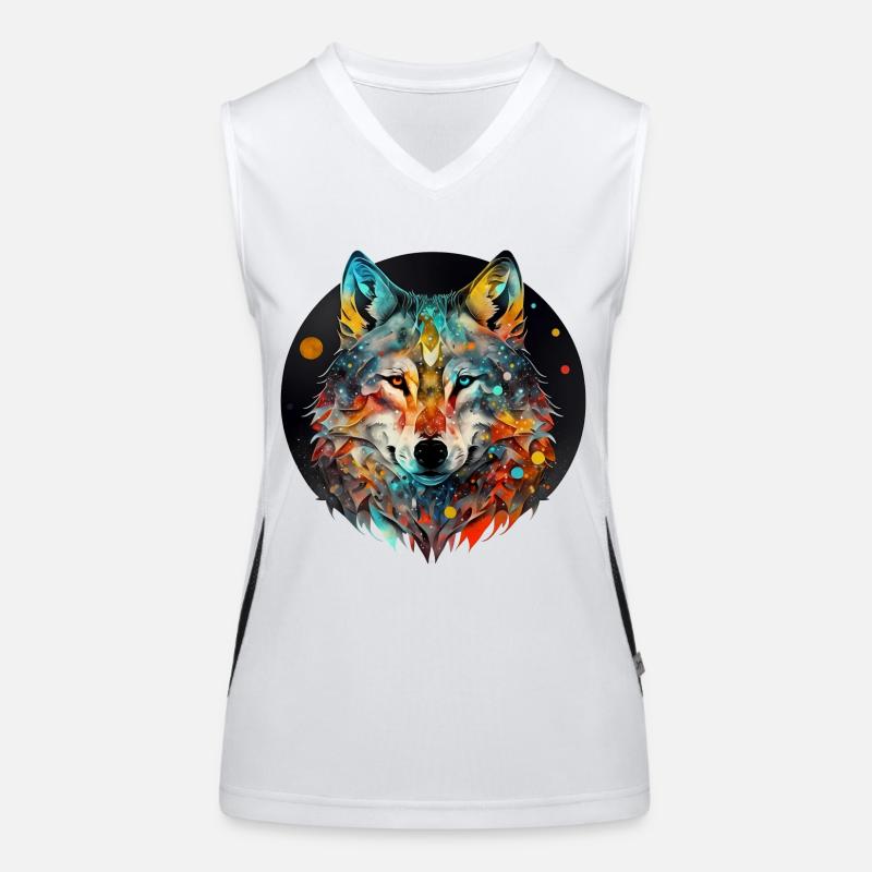 Wolf Mandala mystique Débardeur respirant contrasté Femme