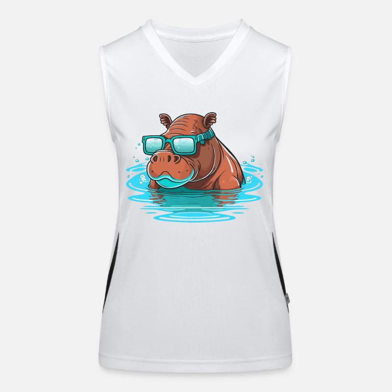 Nilpferd-Schwimmer Funktionelles Kontrast-Tank Top für Frauen