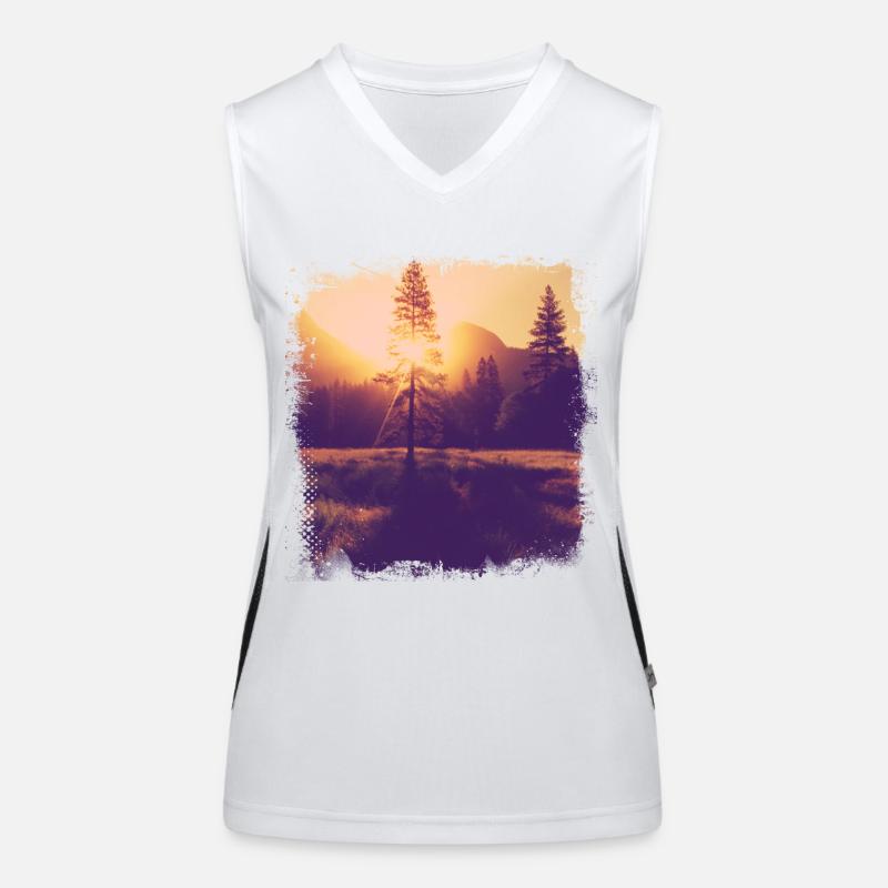 Baum Lichtung Sonnenschein Funktionelles Kontrast-Tank Top für Frauen