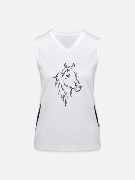 Pferdekopf - Funktionelles Kontrast-Tank Top für Frauen - Weiß/Schwarz - Vorne