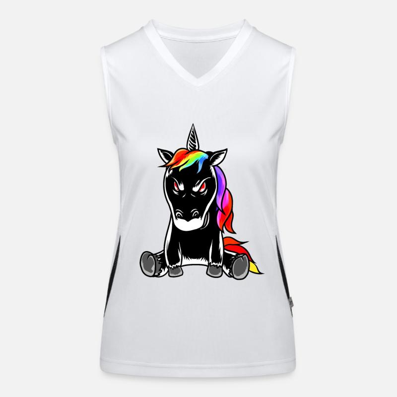 Evil badly corrupted grim emotion unicorn Women's Functional Contrast Tank Top