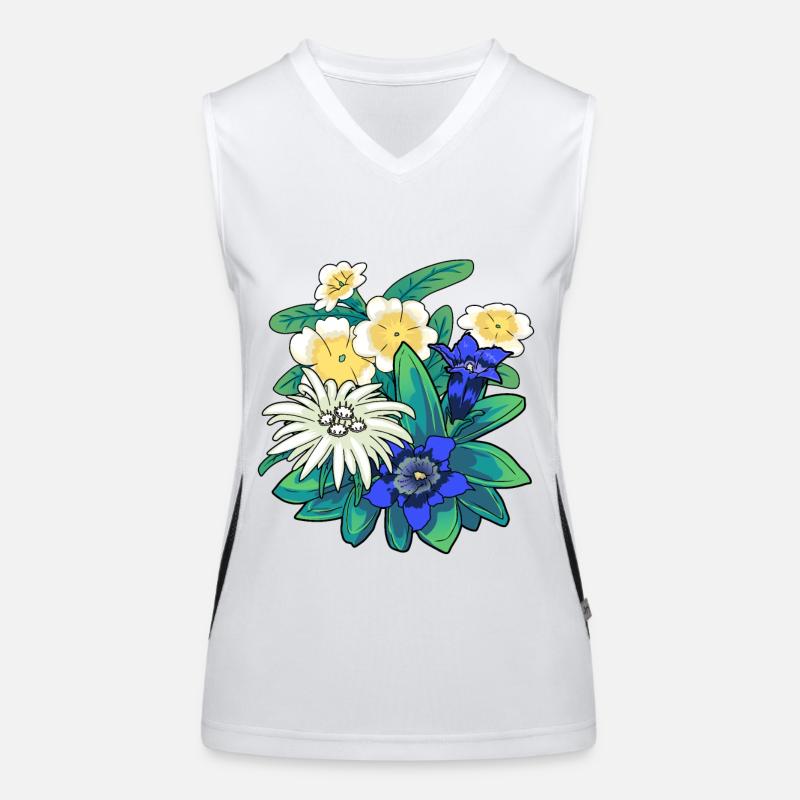 Autriche Fleurs Fleurs Montagnes Montagnes Nature Flore Débardeur respirant contrasté Femme