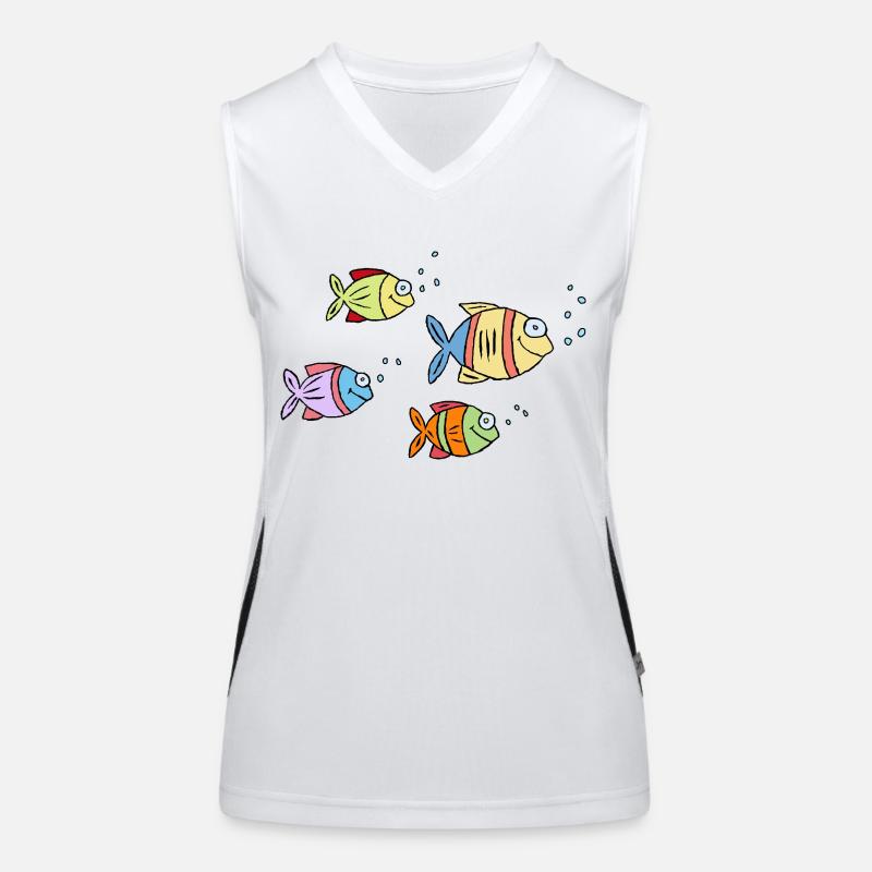 coloré poisson eau mer graffiti dessin d’enfants Débardeur respirant contrasté Femme