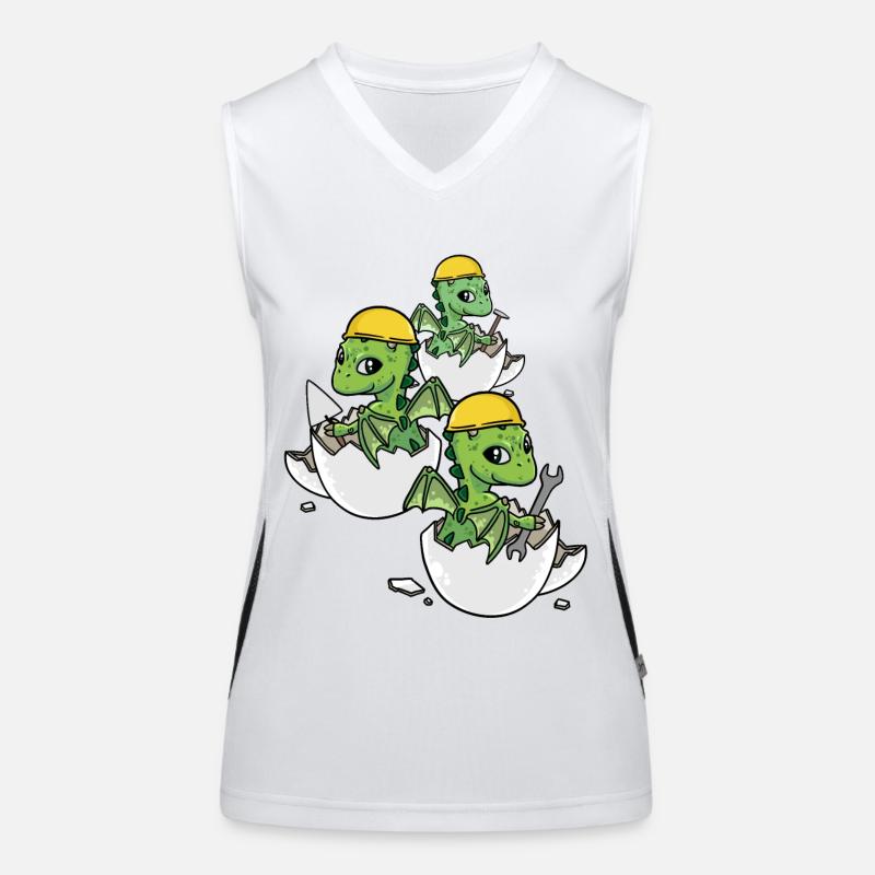Dino Craftsman Eggshell Tool Professions Work Women's Functional Contrast Tank Top