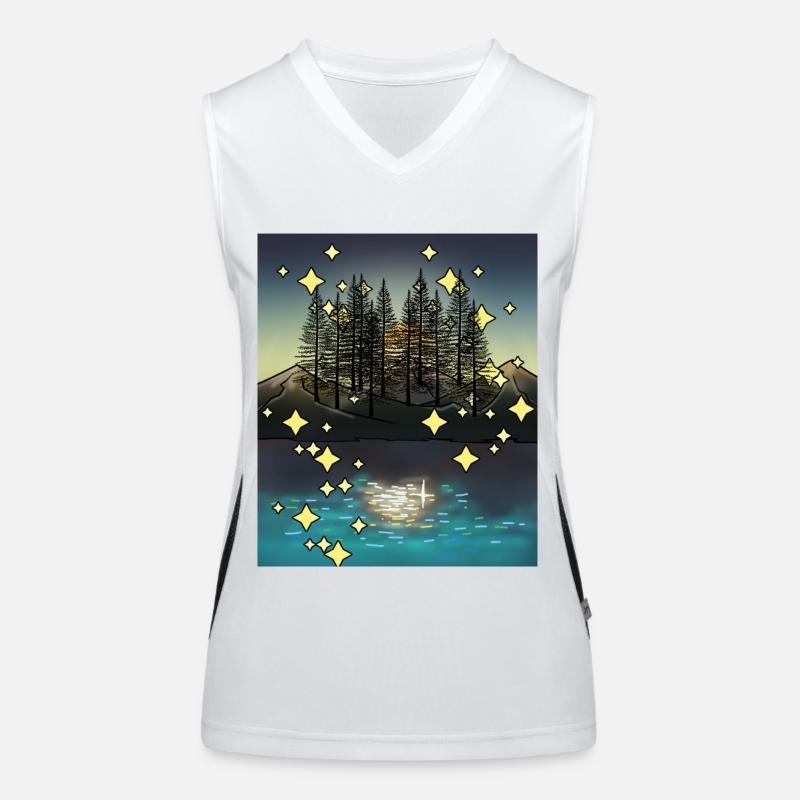 Night Sky Nature Wilderness Trees Mountains Finland Women's Functional Contrast Tank Top