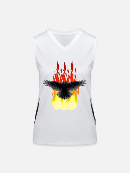 Feu de Corbeau Rituel spirituel occulte Satan Horreur - Débardeur respirant contrasté Femme - blanc/noir - Devant