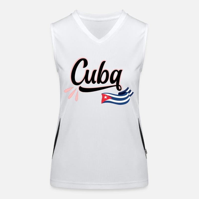 Cuba Drapeau Cubain Ondulé Ecriture stylisée Débardeur respirant contrasté Femme