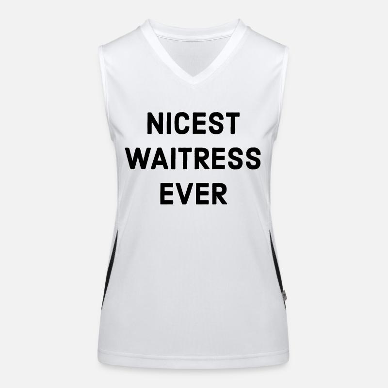 Freundlichste Kellnerin Spruch Funktionelles Kontrast-Tank Top für Frauen