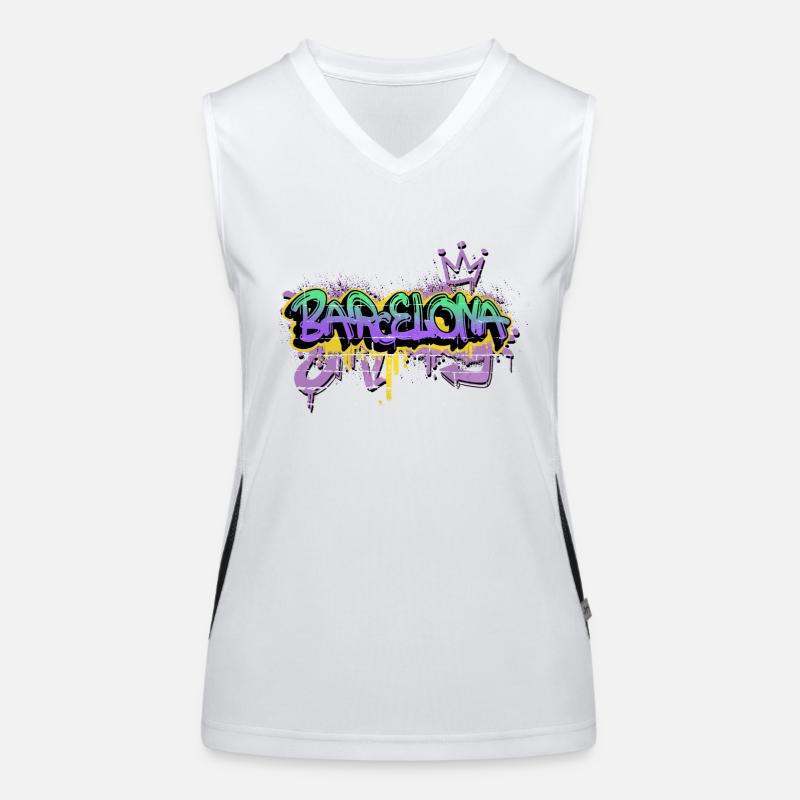 Barcelona Spanien Stadt Graffiti Spray Sprayer Funktionelles Kontrast-Tank Top für Frauen
