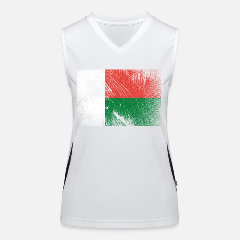 Madagaskar Flagge - Vintage Grunge Funktionelles Kontrast-Tank Top für Frauen