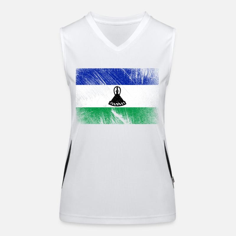 Drapeau du Lesotho - Grunge vintage Débardeur respirant contrasté Femme