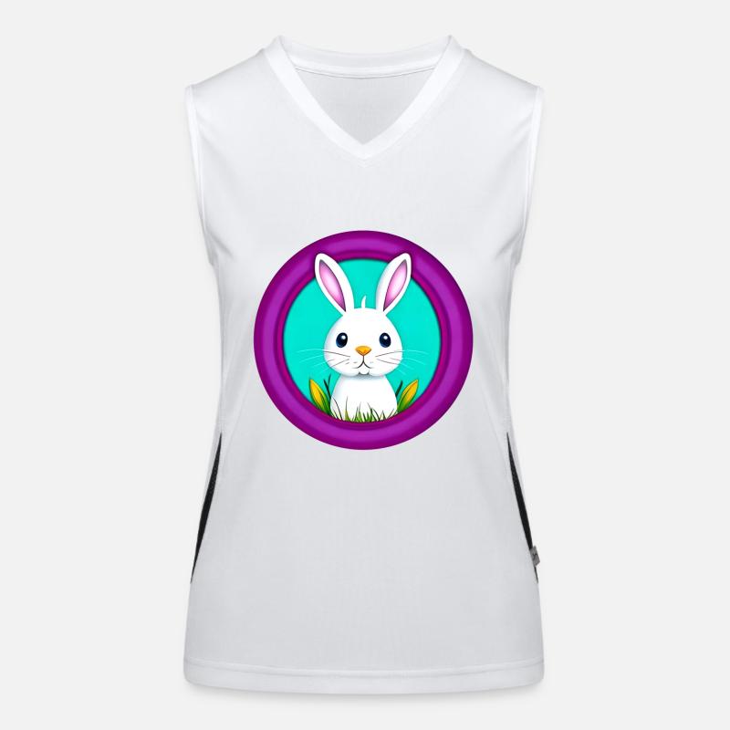 Rabbit White Purple Easter Women's Functional Contrast Tank Top