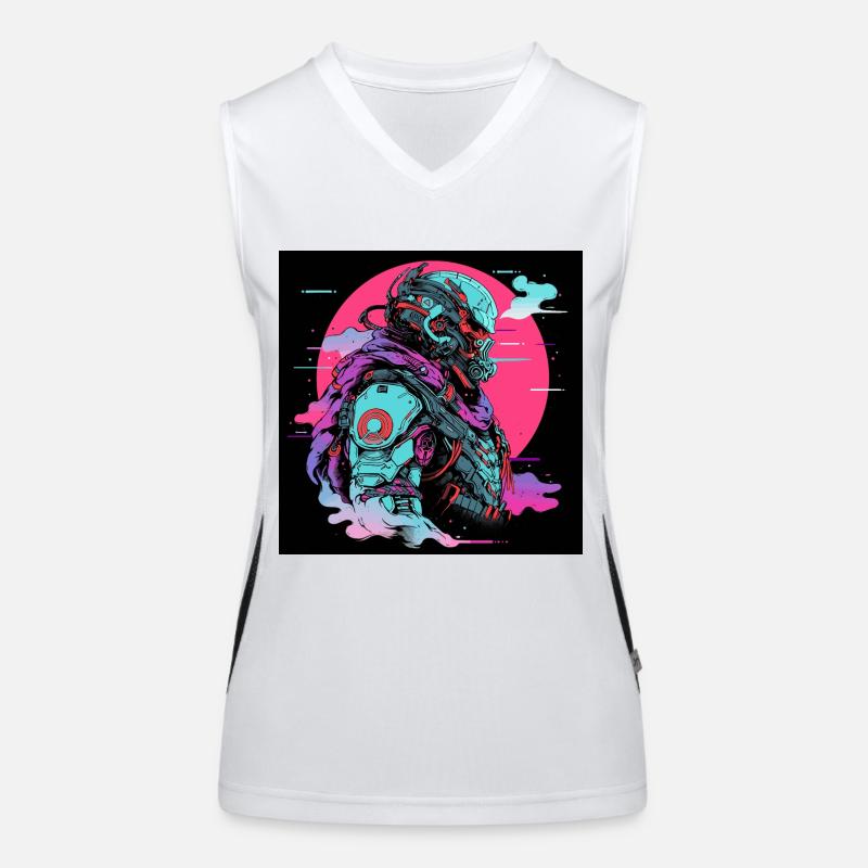 Futuriste Samurai Warrior Pop Art Cop Débardeur respirant contrasté Femme