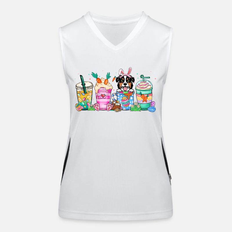Hund Kaffee Ostern australiansheperd 4500x5400Borde Funktionelles Kontrast-Tank Top für Frauen