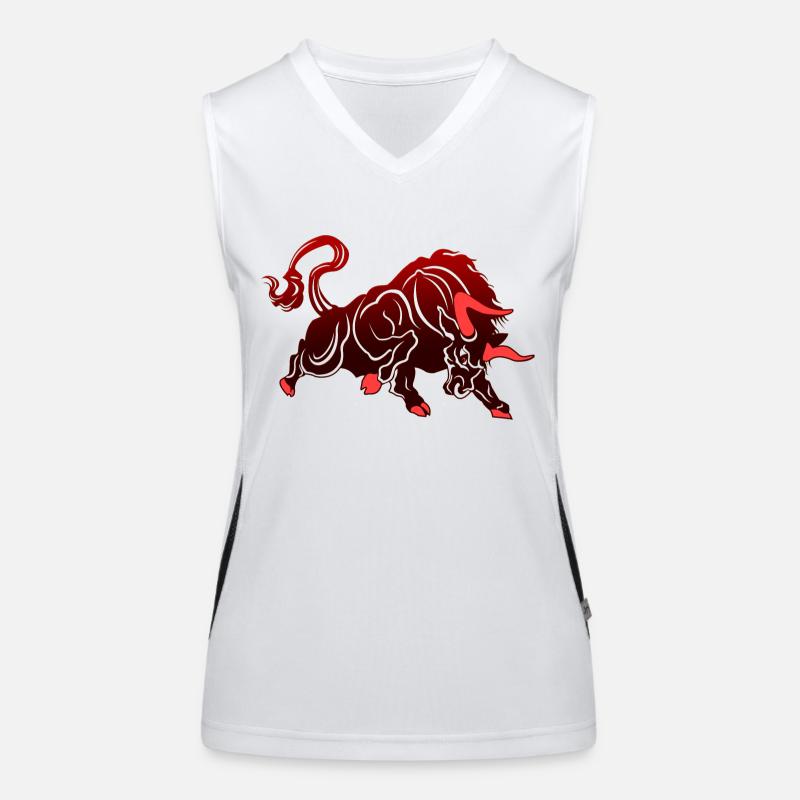 Stier Stierkopf Kopf Logo Steak Beast Gym Horn Funktionelles Kontrast-Tank Top für Frauen