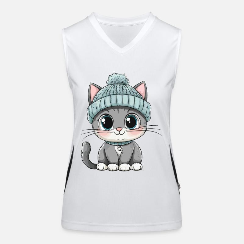 Chat mignon mignon bébé enfants animal dessin animé Débardeur respirant contrasté Femme