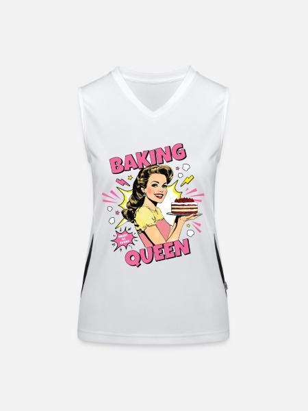 Backen Torte Backkönigin Backfee Bäckerin Pop Art - Funktionelles Kontrast-Tank Top für Frauen - Weiß/Schwarz - Vorne