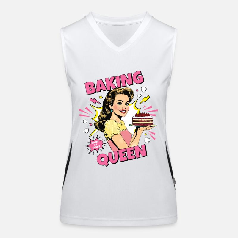 Backen Torte Backkönigin Backfee Bäckerin Pop Art Funktionelles Kontrast-Tank Top für Frauen