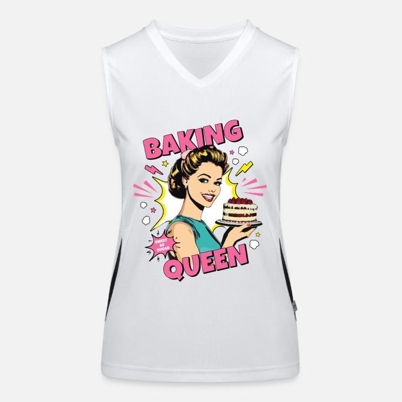 Backen Torte Backkönigin Backfee Bäckerin Pop Art Funktionelles Kontrast-Tank Top für Frauen