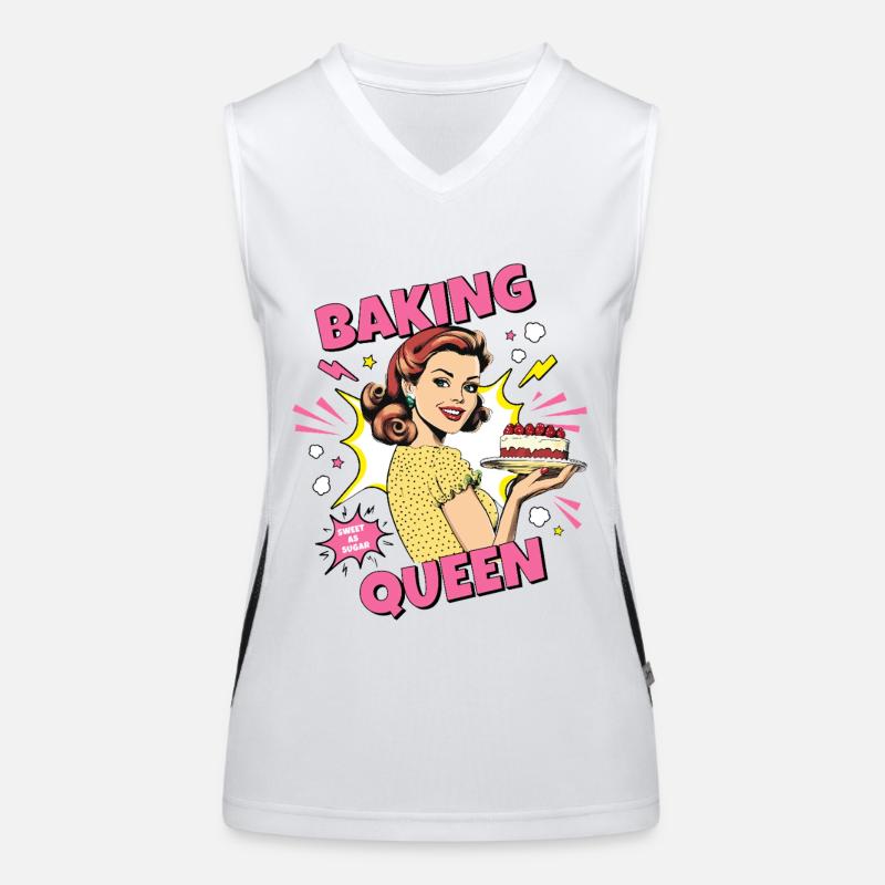 Cuisson Gâteau Cuisson Reine Cuisson Fée Boulanger Pop Art Débardeur respirant contrasté Femme
