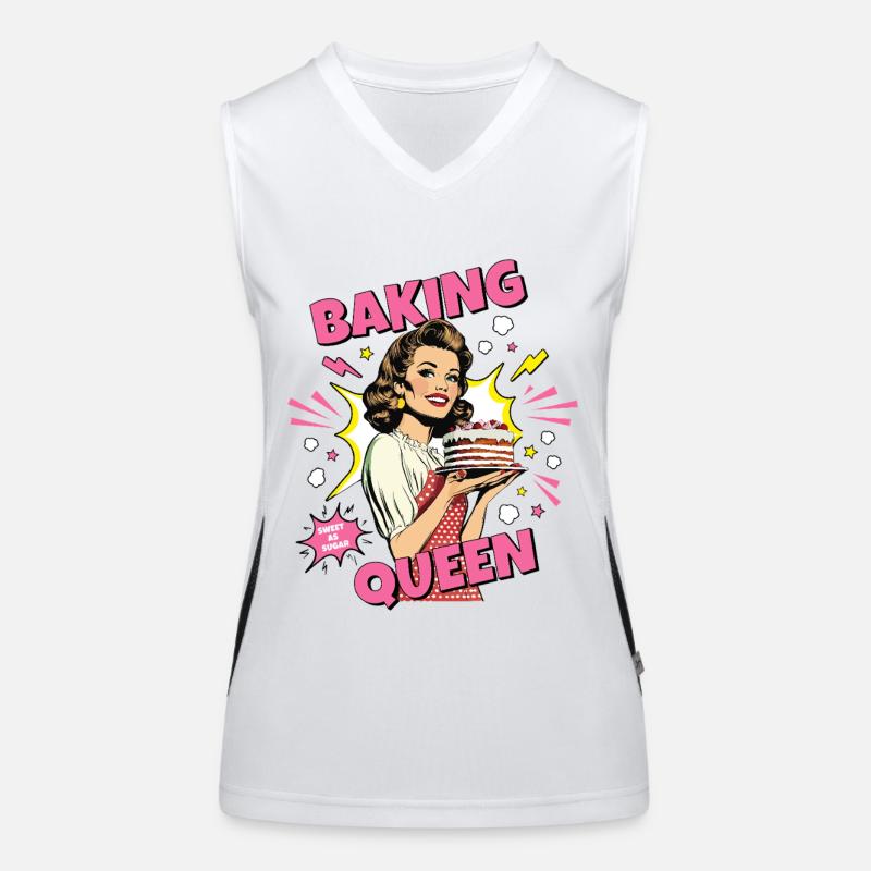 Backen Torte Backkönigin Backfee Bäckerin Pop Art Funktionelles Kontrast-Tank Top für Frauen