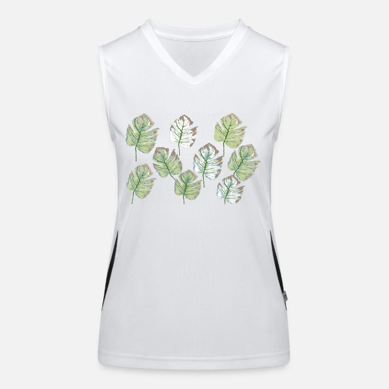 foliage pattern - Women's Functional Contrast Tank Top - white/black
