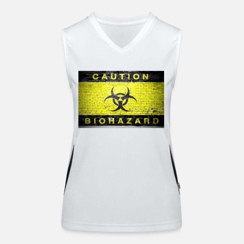 Attention Biohazard brique mur affiche Débardeur respirant contrasté Femme