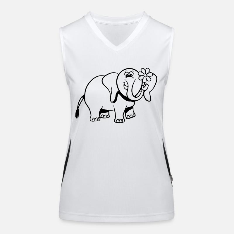Drôle bande dessinée de doux éléphant Débardeur respirant contrasté Femme