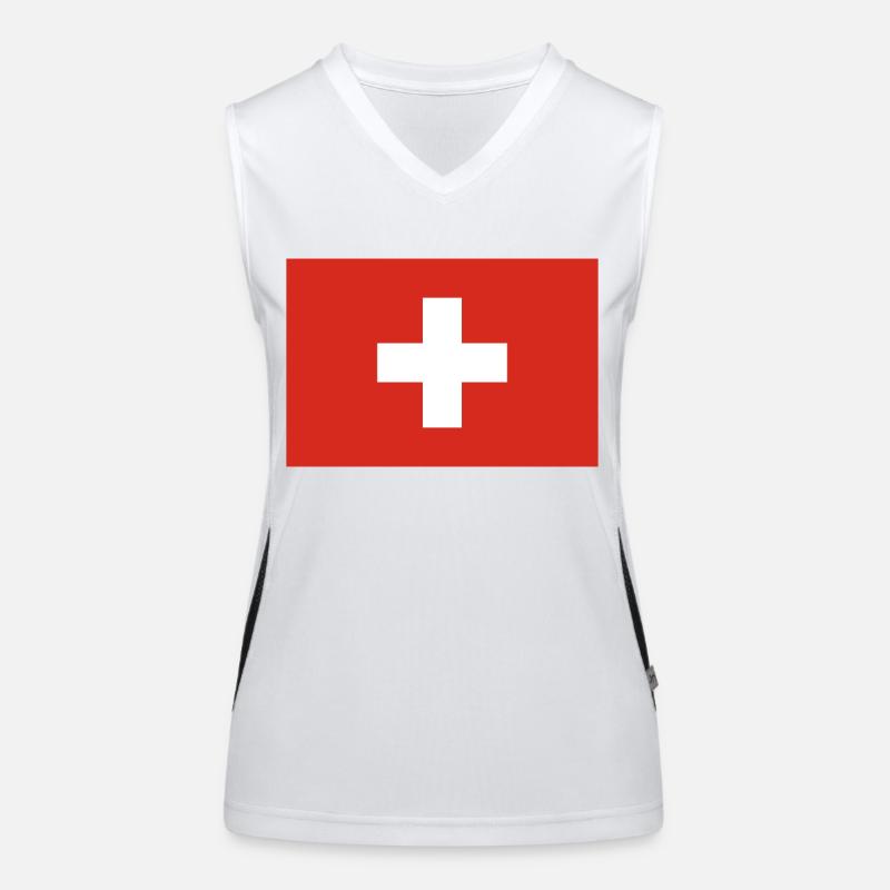 Drapeau suisse Débardeur respirant contrasté Femme