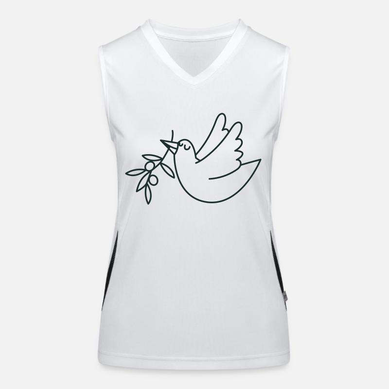 Colombe heureuse avec un rameau d’olivier Débardeur respirant contrasté Femme