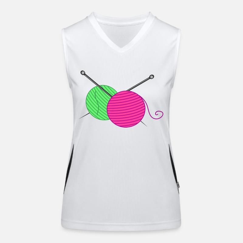 Knitting Needles and Wool Balls Women's Functional Contrast Tank Top