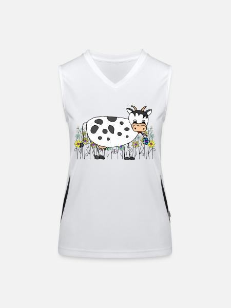 Cow - Women's Functional Contrast Tank Top - white/black - Front