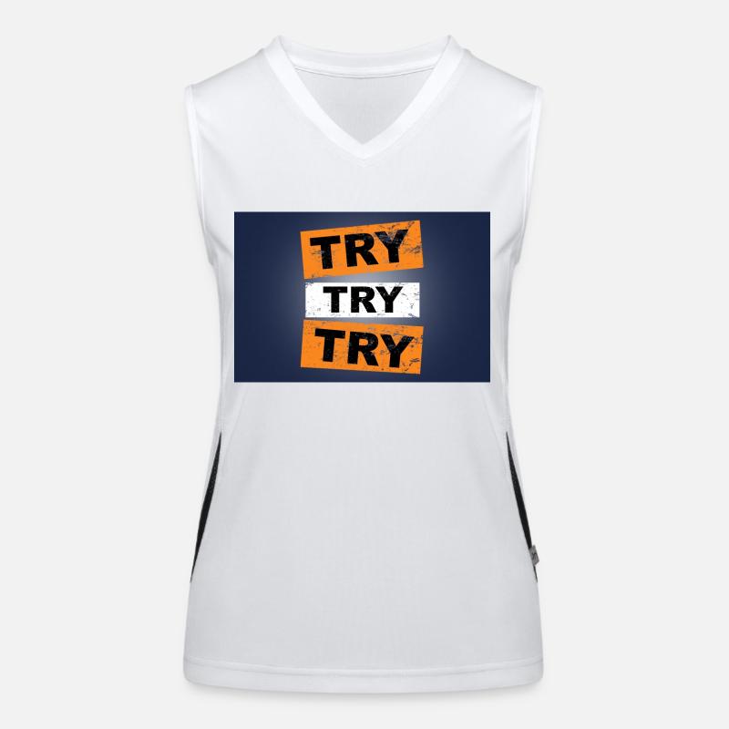 Try try try saying lettering Women's Functional Contrast Tank Top