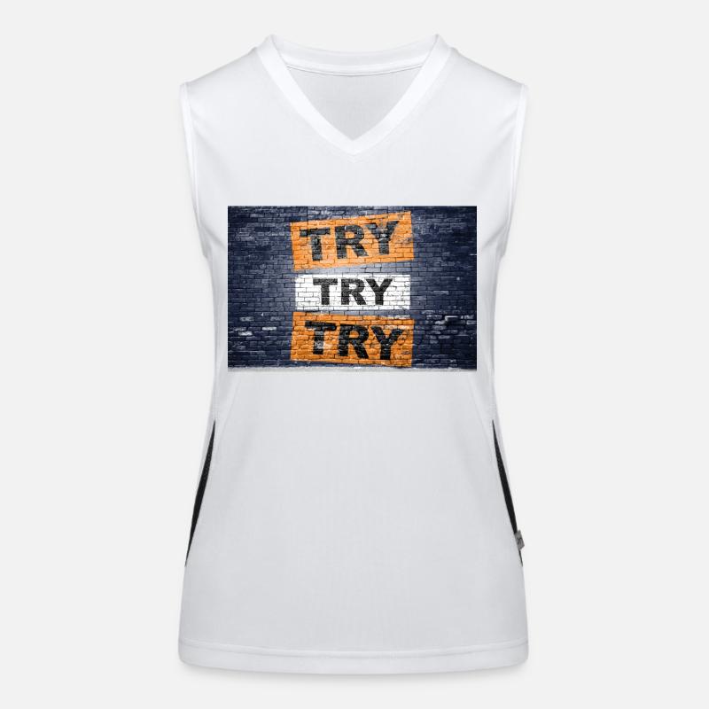 Try try try saying lettering Women's Functional Contrast Tank Top
