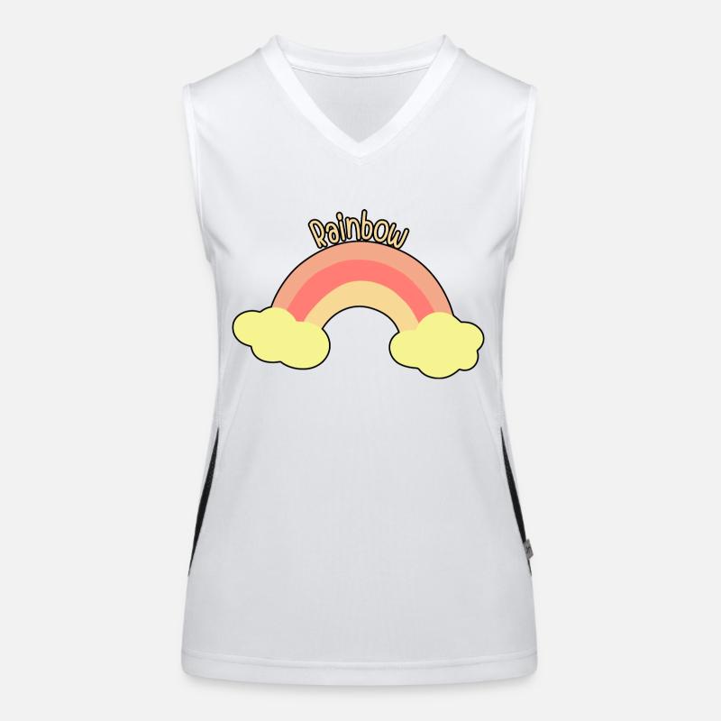 Pastel rainbow with clouds Women's Functional Contrast Tank Top