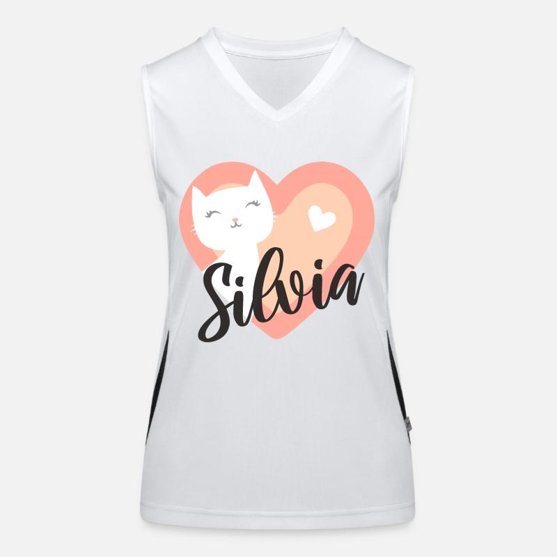 Silvia Name Vorname Kätzchen Funktionelles Kontrast-Tank Top für Frauen