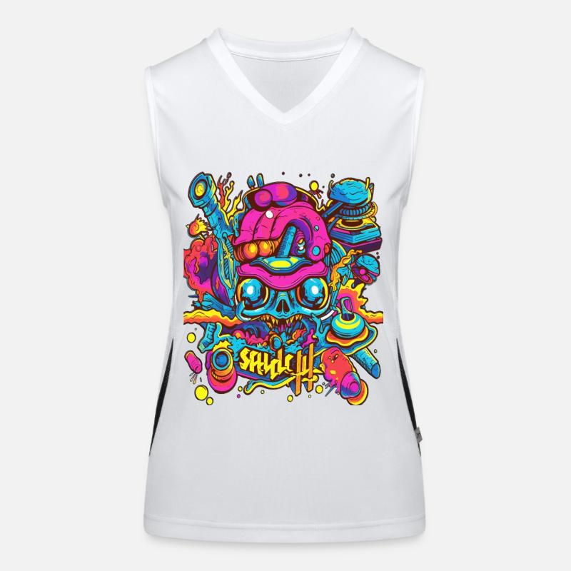 sick crazy colorful party design Women's Functional Contrast Tank Top