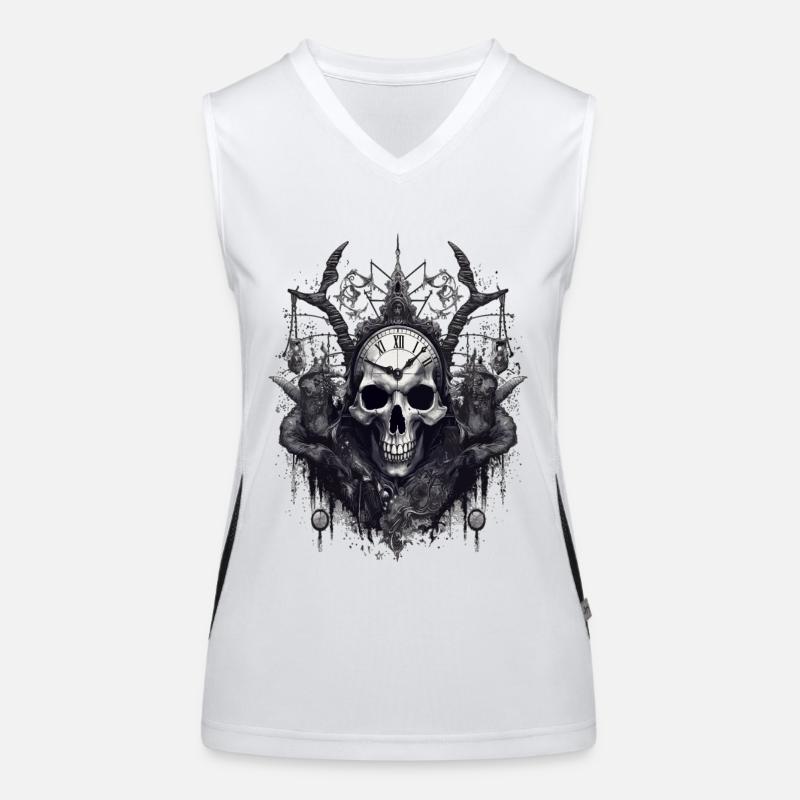 Gothic Witchcraft Ritual Dark Skull Clock Horror Funktionelles Kontrast-Tank Top für Frauen