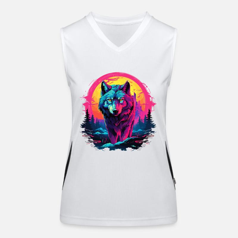 Wolf Wolf Head Wolves Wolf Pack Nature Neon Colorful Women's Functional Contrast Tank Top