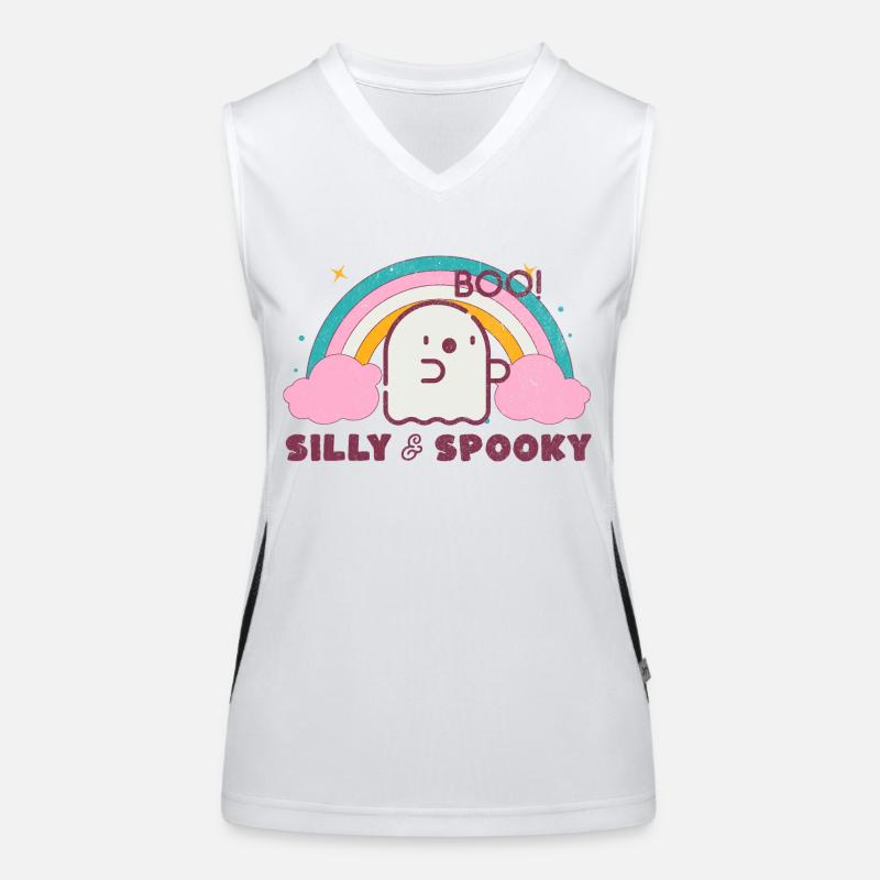 Silly Spooky Halloween Ghost Boo Funktionelles Kontrast-Tank Top für Frauen